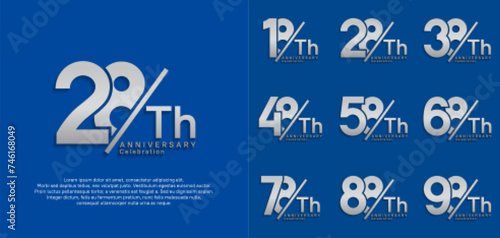 anniversary logo style vector set with slash silver color can be use for celebration