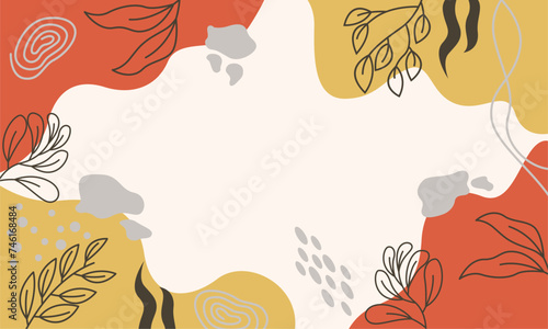 Flat abstract floral leaves background