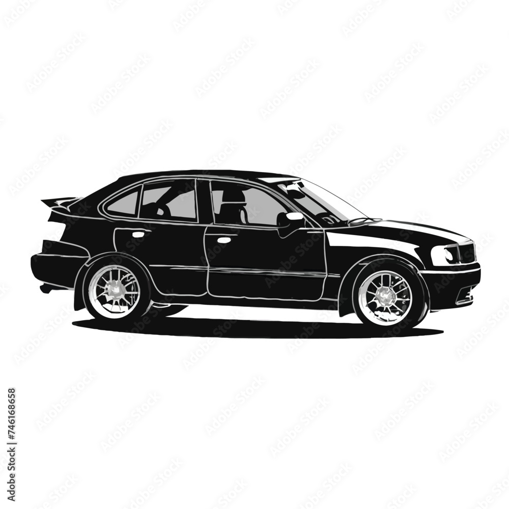 Black car on white background Vector