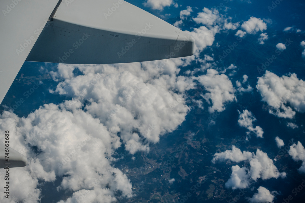 View from window of plane in winter. View from window of plane in winter.