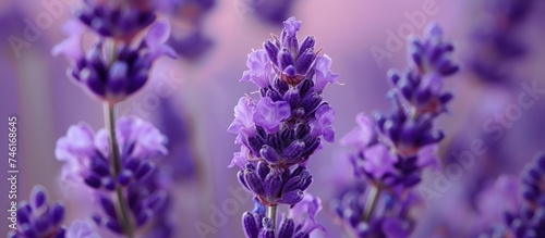 This close-up photograph showcases a bunch of lavender flowers, highlighting their vibrant colors and delicate petals.