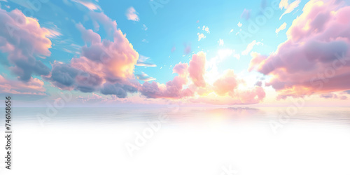 Sunset in the sky isolated on white and transparent background