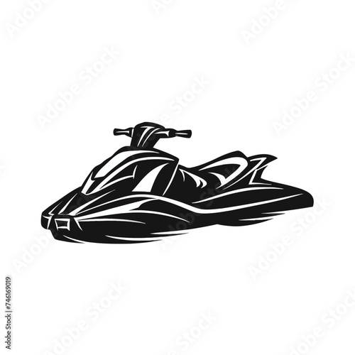 Black jet ski on white background silhouette Vector