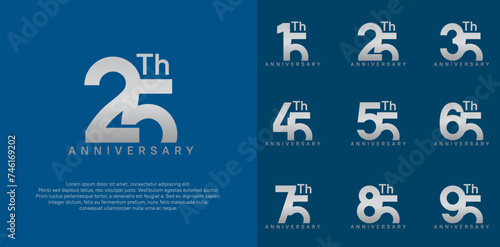 anniversary logotype vector design set silver color can be use for celebration day