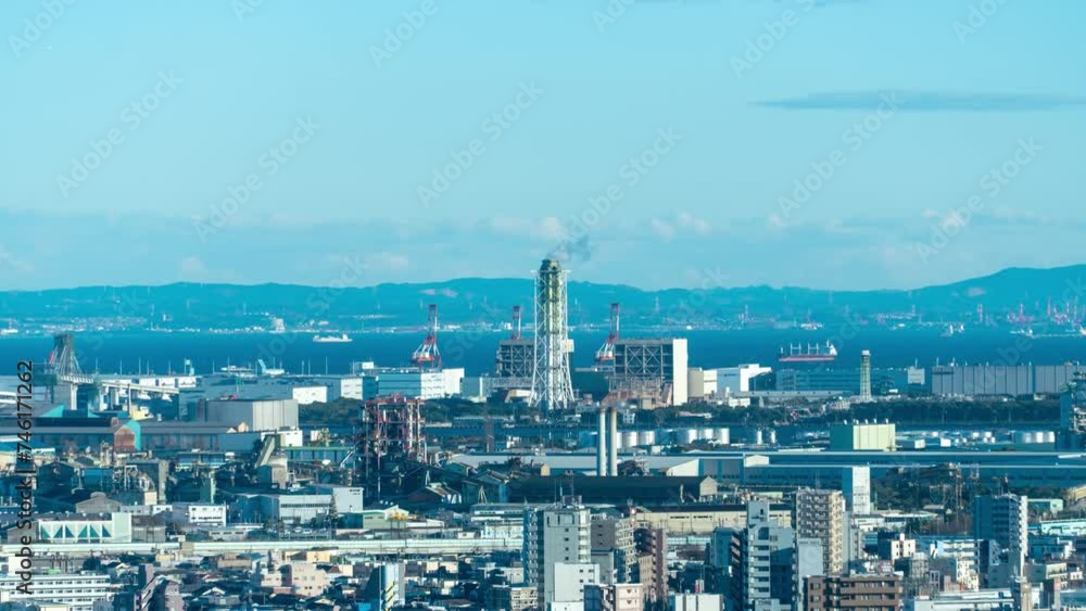 京浜工業地帯　火力発電所を望むタイムラプス