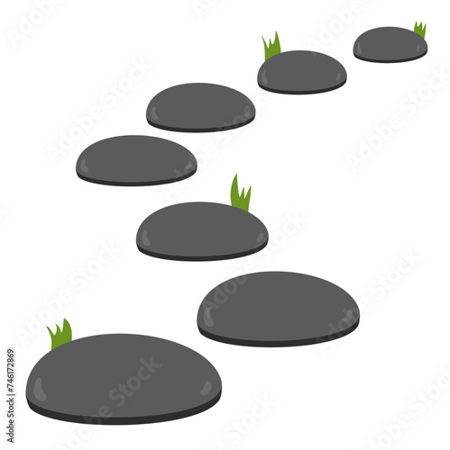 Stone Path with Grass Element Decoration Vector 
