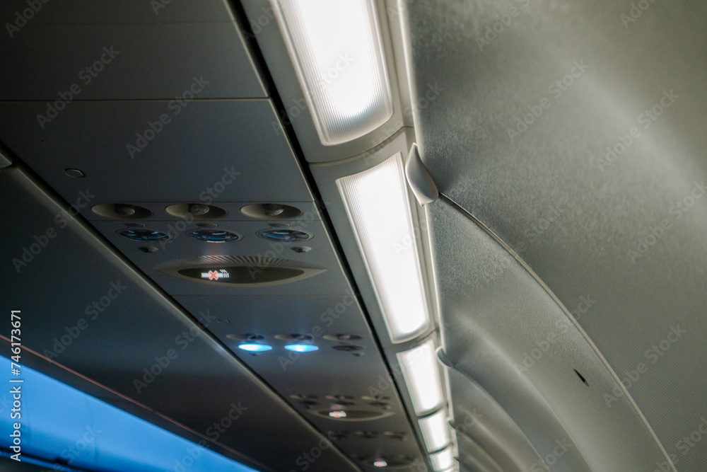 Airplane interior. Airplane interior.