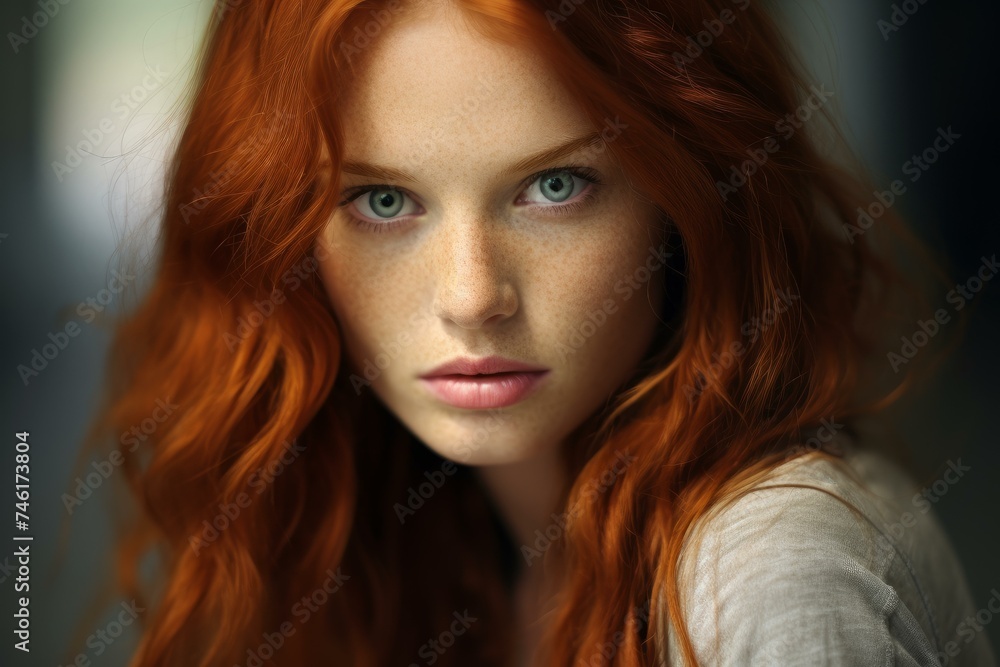 Radiant Hot redhead woman smile. Long hair. Generate Ai Radiant Hot redhead woman smile. Long hair. Generate Ai