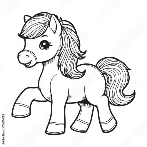 line art of horse cartoon vector