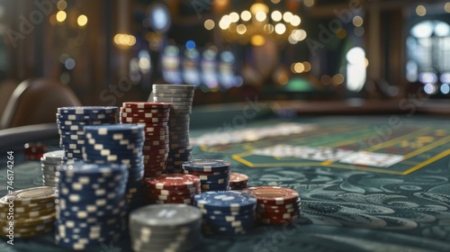 High stakes gambling in casino with chips