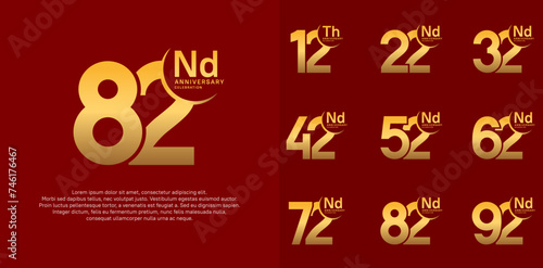 anniversary vector set with gold color can be use for special day celebration