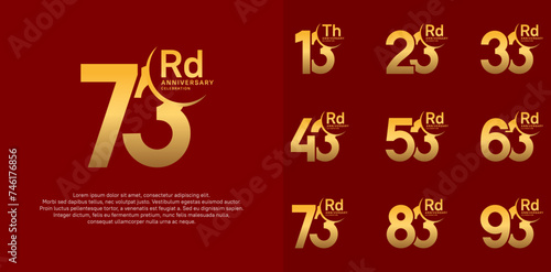 anniversary vector set with gold color can be use for special day celebration