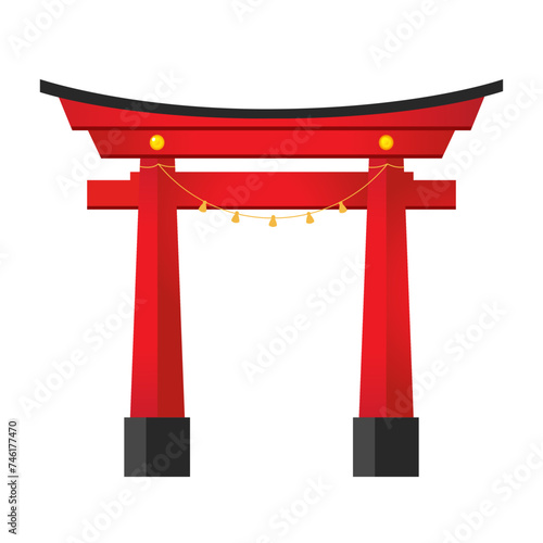 Japanese traditional Shinto Torii Gate landmark. 
