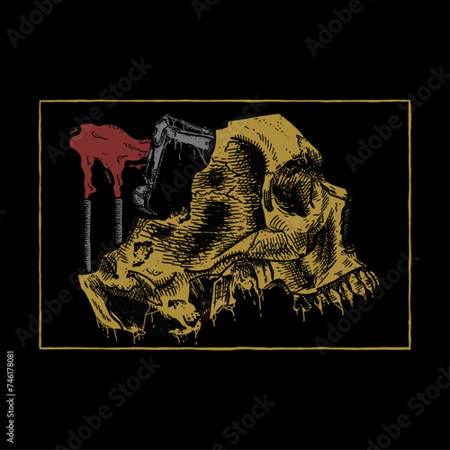 ink horror skull death metal illustration