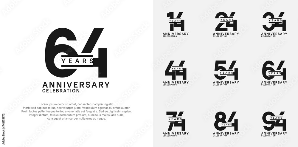 anniversary logotype vector set with black color for special celebration