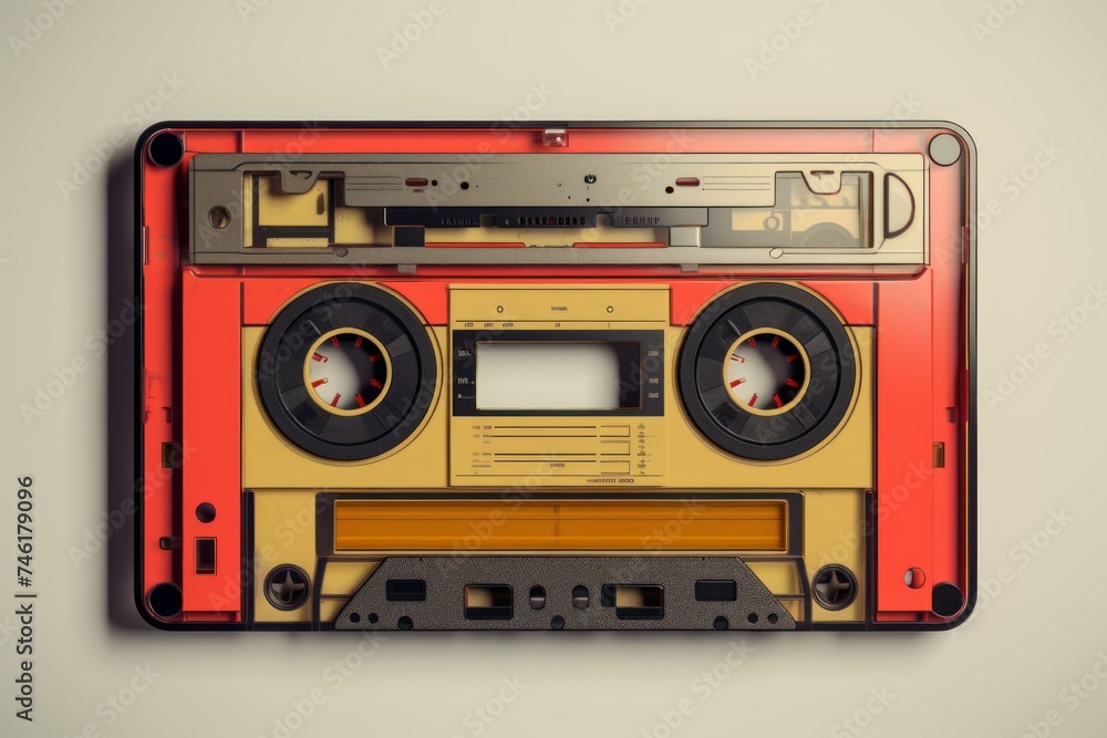 Obraz premium Vintage Retro music cassette. Style nature. Generate Ai