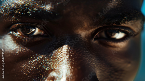 Close up of black man eyes