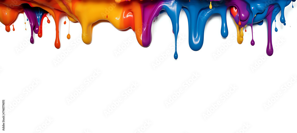 Colorful Paint Drip Banner. A vivid and flowing paint drip banner, perfect for dynamic advertising, creative backgrounds, and eye-catching graphic designs.