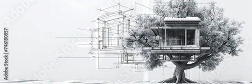 Treehouse on architecture blueprints