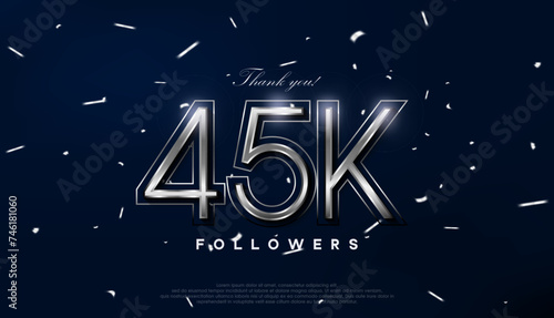 Blue silver design for greeting to 45k followers celebration.
