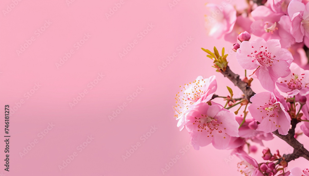 Japanese cherry blossoms in pink against pink Background, banner Japanese cherry blossoms in pink against pink Background, banner