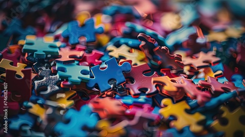 Autism spectrum concept with colorful puzzle pieces for neurodiversity  photo