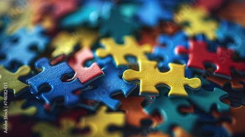 Autism spectrum concept with colorful puzzle pieces for neurodiversity 