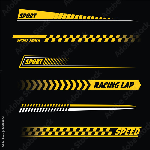 Yellow and white sport decals set
