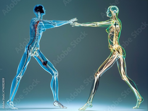 Interaction between two humans - women - as imagined with X-ray vision. Not anatomically accurate. © EAStevens
