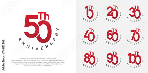 anniversary set vector design with red and black color for celebration moment