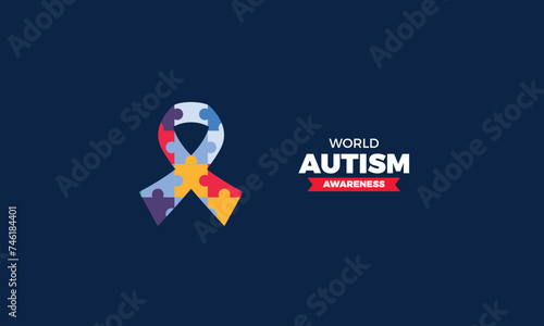 Flat world autism awareness day illustration