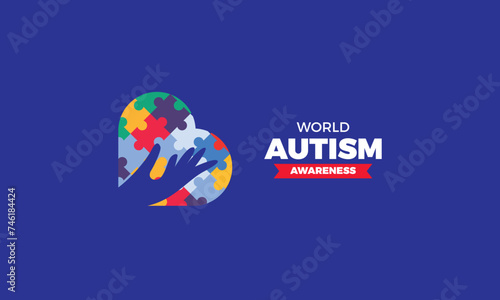 Hand drawn world autism awareness day illustration with puzzle pieces