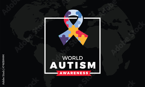 Hand drawn world autism awareness day illustration with puzzle pieces