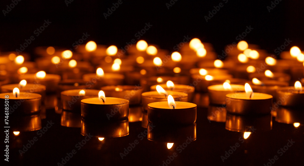 Burning candles with shallow depth of field