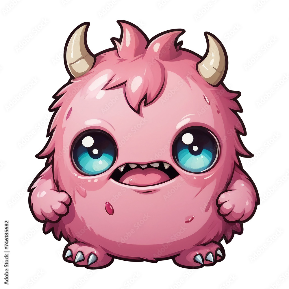 Cute pink little monster cartoon Cute pink little monster cartoon