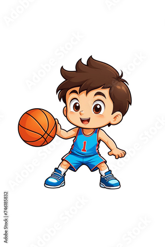 Cute little boy playing basketball