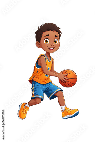 Cute little boy playing basketball