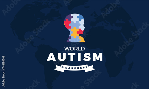 Hand drawn world autism awareness day illustration with puzzle pieces