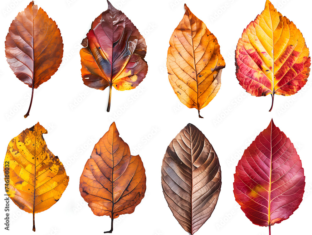 collection of autumn leaves on white collection of autumn leaves on white