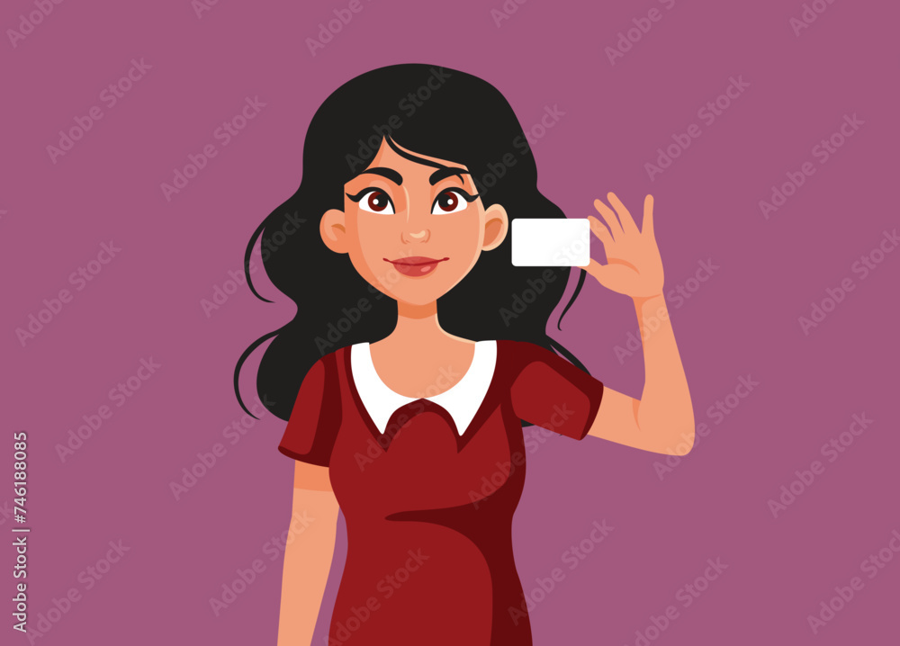 Happy Woman Holding a Business Card Vector Character Illustration. Corporate worker presenting the brand identity marketing material
Happy Woman Holding a Business Card Vector Character Illustration. Corporate worker presenting the brand identity marketing material