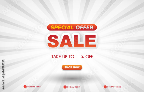 special offer sale discount template banner with copy space for product sale with abstract gradient white background design