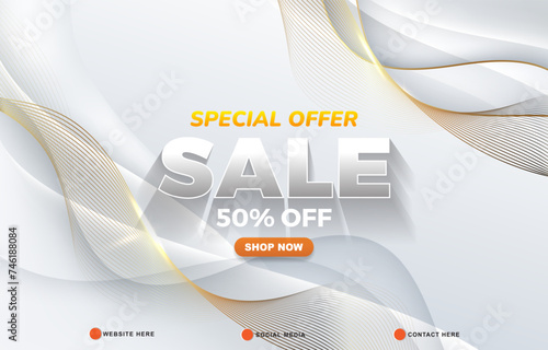 special offer sale discount template banner with copy space for product sale with abstract gradient white background design