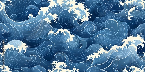 Seamless Blue Ocean Wave Texture Ideal for Web Banners or Background Graphics. Concept Textured Backgrounds, Ocean Wave Graphics, Web Banner Design
