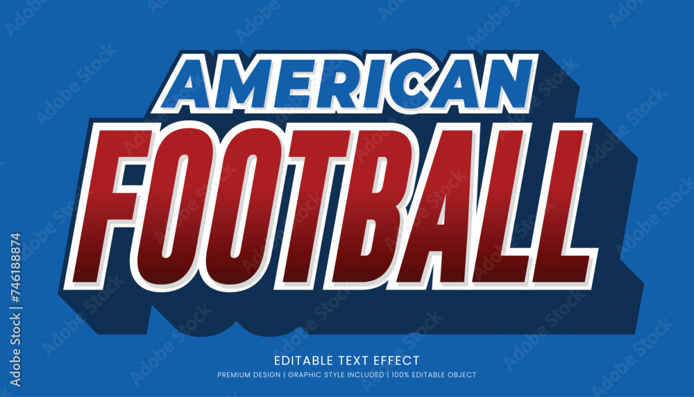 american football editable text effect vector design for champion ship and community club logo