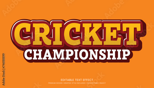 cricket championship editable text effect vector design for champion ship and community club logo