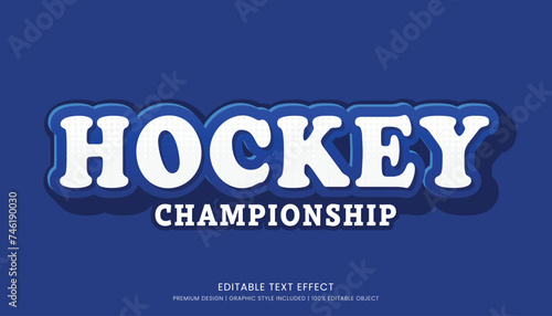 hockey tournament editable text effect vector design for champion ship and community club logo