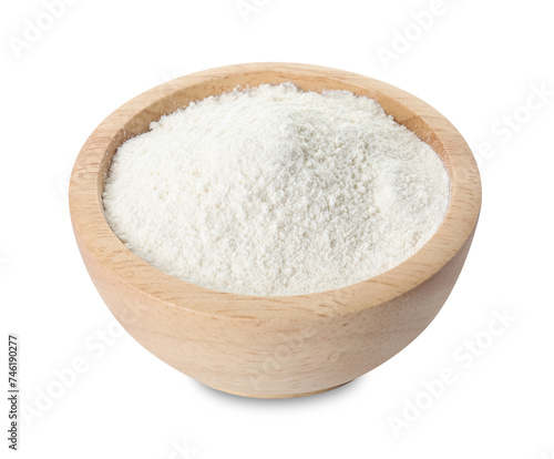 Baking powder in bowl isolated on white