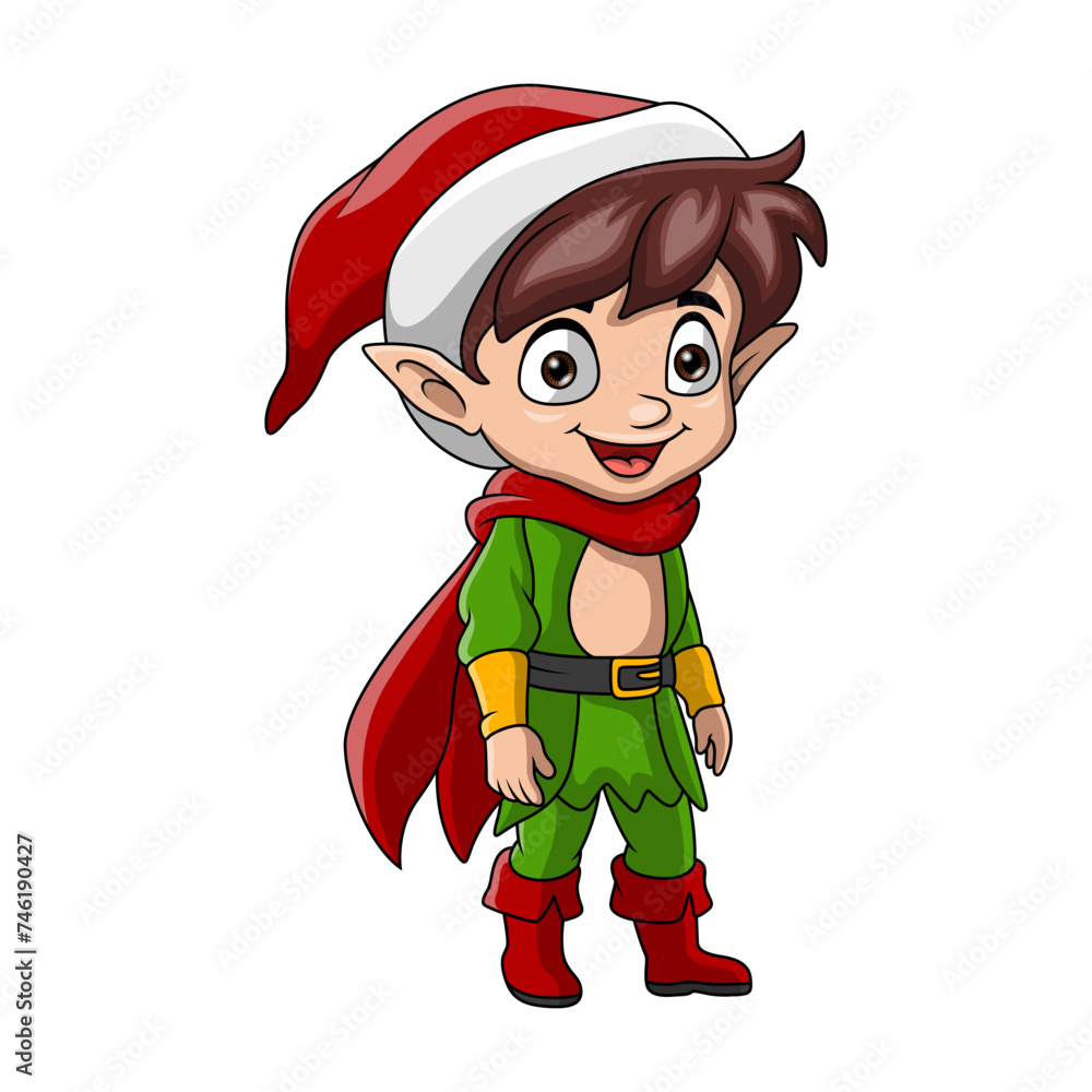 Cute christmas elf boy cartoon Cute christmas elf boy cartoon