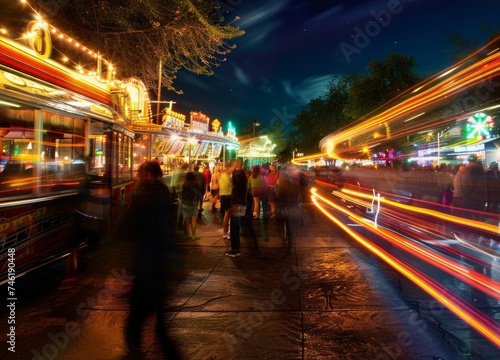 Experiment with light trails and a wide-angle lens to capture the energy of a music festival, showing the movement and excitement of the crowd.