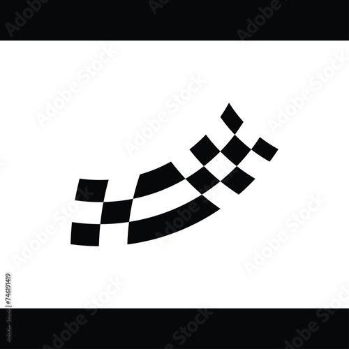 racing-themed abstract monogram design in black and white.